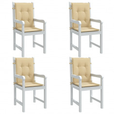 vidaXL Perne scaun cu spătar mic, 4 buc. melanj bej 100x50x4 cm textil