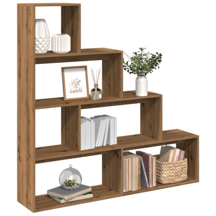 vidaXL Bibliotecă/separator 4 niveluri, stejar 143,5x29x143,5 cm lemn 858002