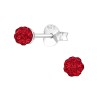 Cercei Argint 925 cu Cristale Rosii Light Siam, Minge, Surub, BV39259