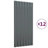 Panouri de acoperis 12 buc. otel galvanizat antracit 80x36 cm
