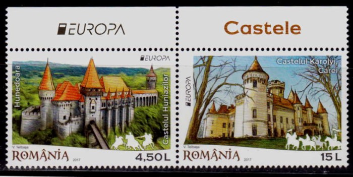 ✅RO 2017 LP 2142 &quot;Europa-Castele&quot; , serie cu punte tip I , MNH