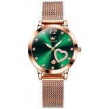 Cumpara ieftin Ceas de dama Olevs CS1642, otel inoxidabil, rose gold, cadran verde