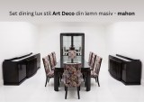Set dining lux stil Art Deco din lemn masiv mahon - 14 piese de colectie