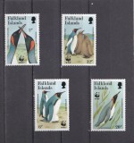 Insulele Falkland 1991 - Fauna WWF, pinguini, serie incompleta neuzata