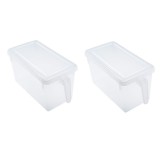 Set 2 recipiente cu capac si maner, inchidere ermetica, plastic, transparent, 32 x 16 x 16 cm