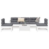 Gossi set canapea de gradina, 6 piese, alb, lemn masiv pin
