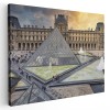 Tablou canvas peisaj muzeul Luvru alb, negru, crem 1141 Tablou canvas pe panza CU RAMA 80x120 cm