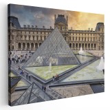 Tablou canvas peisaj muzeul Luvru alb, negru, crem 1141 Tablou canvas pe panza CU RAMA 20x30 cm