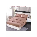Cumpara ieftin Lenjerie de Pat Finet, Pliuri Brodate cu Elastic, 4piese, Capuccino Inchis - PUC124