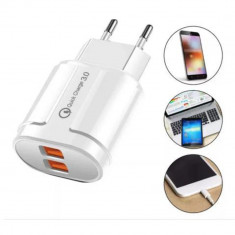 Adaptor priza CD002 18W, dual USB 2.1A, 100/240V, Fast Charge foto