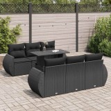 vidaXL Set canapele de grădină cu perne, 7 piese, negru, poliratan 3326576