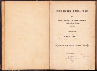 1030SPN Concordantia biblica reale s&amp;eacute;u Locuri scripturali 1876, Tit Bud, Gherla foto
