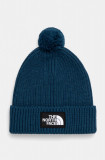 The North Face caciula TNF Logo Box Pom Beanie culoarea turcoaz, din tesatura neteda, NF0A3FN31NO1