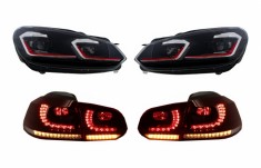 Faruri LED si Stopuri FULL LED VW Golf 6 VI (2008-2013) Facelift G7.5 GTI Design Rosu Semnalizare Secventiala LHD Performance AutoTuning