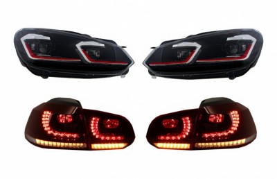 Faruri LED si Stopuri FULL LED VW Golf 6 VI (2008-2013) Facelift G7.5 GTI Design Rosu Semnalizare Secventiala LHD Performance AutoTuning foto