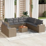 Gossi set canapele de gradina cu perne, 10 piese, bej, poliratan