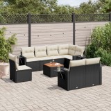 Cumpara ieftin Gossi set mobilier de gradina cu perne, 9 piese, negru, poliratan