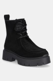 HUGO cizme din piele intoarsa Kris culoarea negru, cu platforma, 50552733