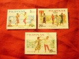 Serie mica Filipine 1963 - Dans , 3 val., Nestampilat