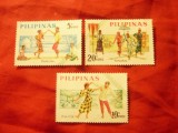 Serie mica Filipine 1963 - Dans , 3 val., Nestampilat