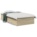 VidaXL Cadru de pat cu sertare stejar sonoma 90x190 cm lemn prelucrat