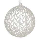 Glob Brad Crăciun Alb Irizat 15cm Plastic - Ornament Elegant, Decoratiune Festiva