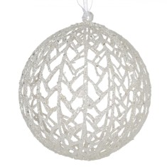 Ornament Brad Crăciun, Glob Alb Iriizat, 15 cm, Plastic
