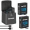 Set 2 acumulatori 2100mAh + incarcator triplu USB-C camera GoPro Hero 13 Black