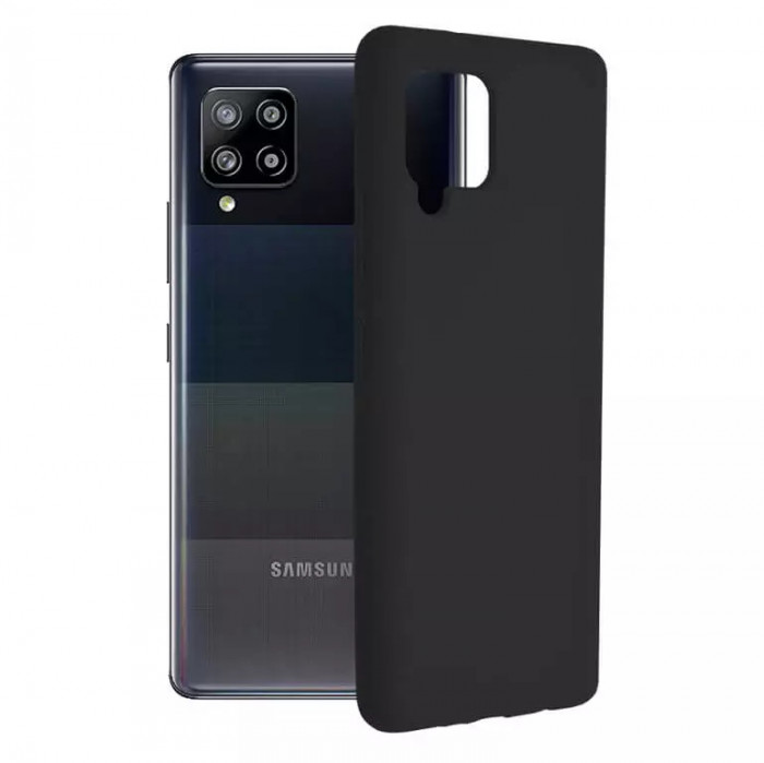 Husa Samsung Galaxy A42 5G Silicon Negru Slim Mat cu Microfibra SoftEdge