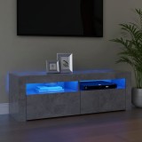 Comodă TV cu lumini LED, gri beton, 120x35x40 cm