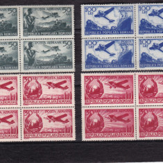 ROMANIA 1948/50 LP 244 LP 267 POSTA AERIANA BLOCURI DE 4 TIMBRE MNH