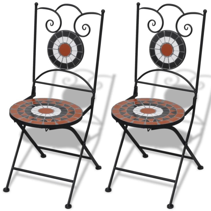 Gossi scaune bistro pliante, 2 buc., caramiziu si alb, ceramica