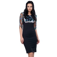 U625-1 Rochie cu maneci trei sferturi semitransparente