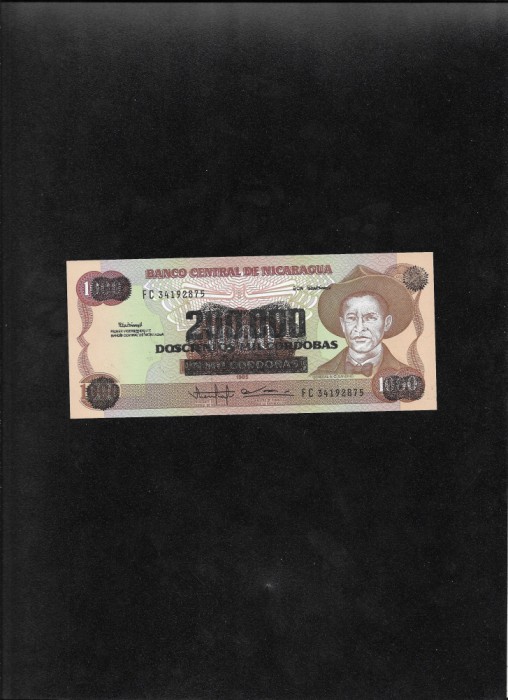 Rar! Nicaragua 200000 cordobas pe 1000 cordobas 1990 seria34192875 unc