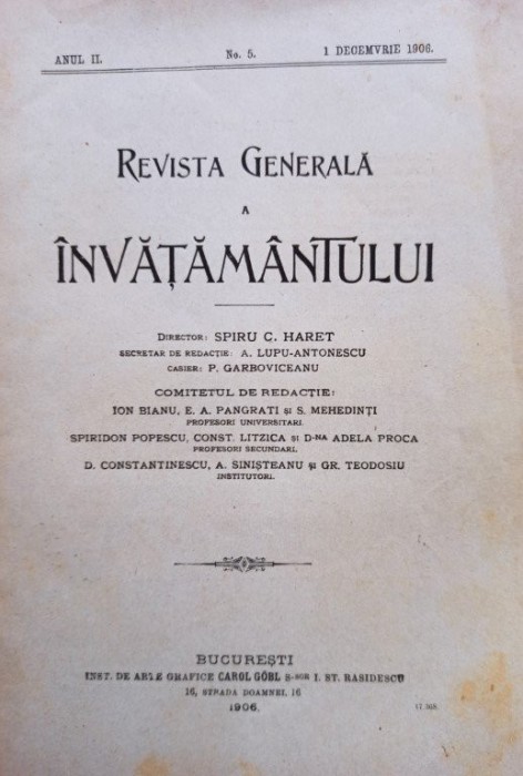 Revista generala a invatamantului, anul II, nr. 5, 1 decembrie 1906 (Editia: 1906)