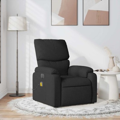 vidaXL Fotoliu de masaj rabatabil, negru, material textil 373424 foto