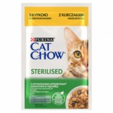 Purina Cat Chow Sterilised, hrana umeda pentru pisici, pui si vinete in sos, 85 g
