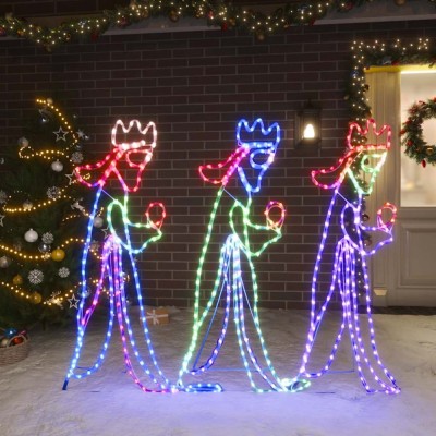 vidaXL Figurină trei Regi de Crăciun, 504 LED-uri, 99,5x45,5 cm 343285 foto