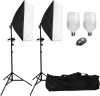 Kit de 2 softboxuri, 2 trepiezi reglabili 200 cm, 2 becuri LED 105W, telecomanda bluetooth pentru telefon, geanta de transport inclusa, Dactylion