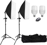 Cumpara ieftin Kit de 2 softboxuri, 2 trepiezi reglabili 200 cm, 2 becuri LED 105W, telecomanda bluetooth pentru telefon, geanta de transport inclusa