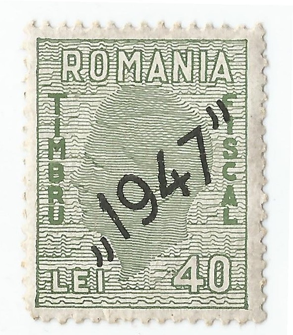 *Romania, lot 424 fiscale, fiscal general, Mihai, em. a IV-a, supr., 1947, MNH