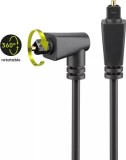 Cablu Audio Optic Digital Toslink Goobay, 2m, Mufă 90 Grade Rotativă, Negru, Diametru 4mm