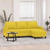 VidaXL Canapea cu 3 locuri și taburet, galben deschis, 180 cm, textil 3201042