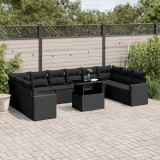 Cumpara ieftin Gossi set canapele de gradina cu perne, 11 piese, negru, poliratan