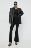 Cumpara ieftin MICHAEL Michael Kors pantaloni femei, culoarea negru, evazati, high waist