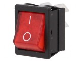 Rocker DPST ON-OFF 16A/250VAC roșu cu lampă neon 1350
