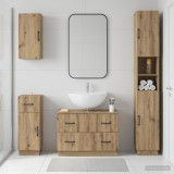 Cumpara ieftin Set de dulapuri pentru baie, 4 piese HOORN Stejar Artizanal