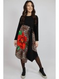 Cumpara ieftin ROCHIE MIDI ASIMETRICA CU BUZUNARE SI MANACA LUNGA ANIMAL PRINT FLOWERS PEONY TALIE UNICA Multicolora