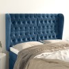 Gossi tablie pat cu urechi albastru inchis 147x23x118/128 cm catifea