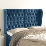 Gossi tablie pat cu urechi albastru inchis 147x23x118/128 cm catifea